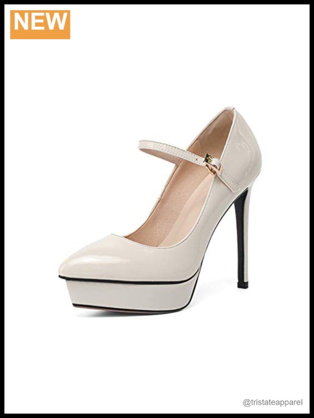 Genuine Leather Faux Leather Buckle Belt Platform Stiletto Pumps